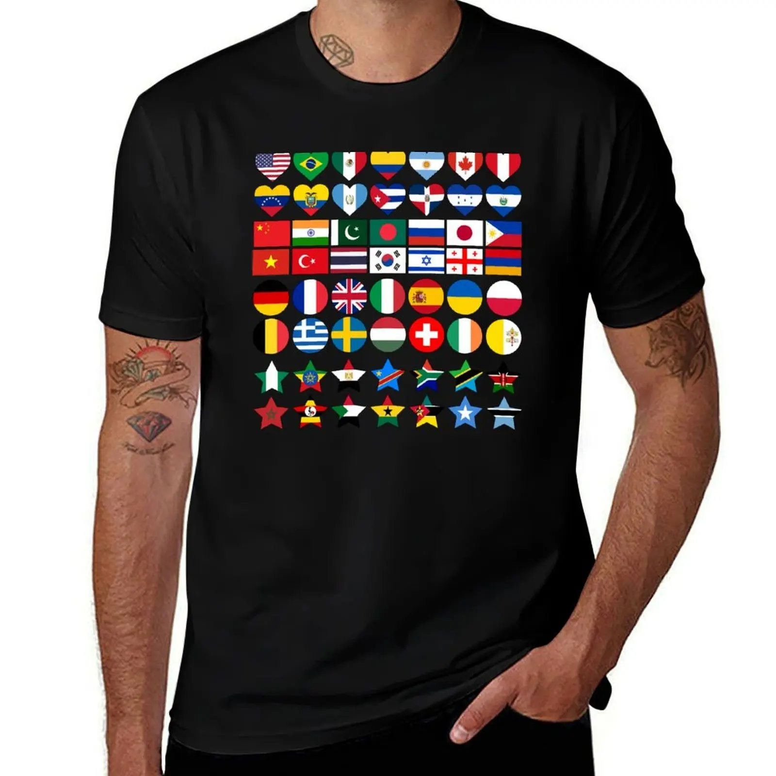 

Flags of Countries of the Worlds in Geometric Shapes T-Shirt funny t shirts man t shirts for man pack white T-Shirt