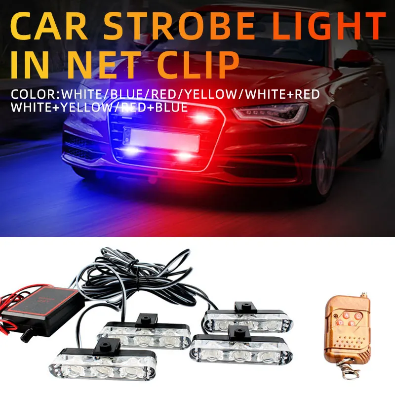 

4 in1 Car Strobe Emergency LED Signal Lamp Remote Control drl Daytime Running Strobe Emergency Warning Light For SUV Motorcycle