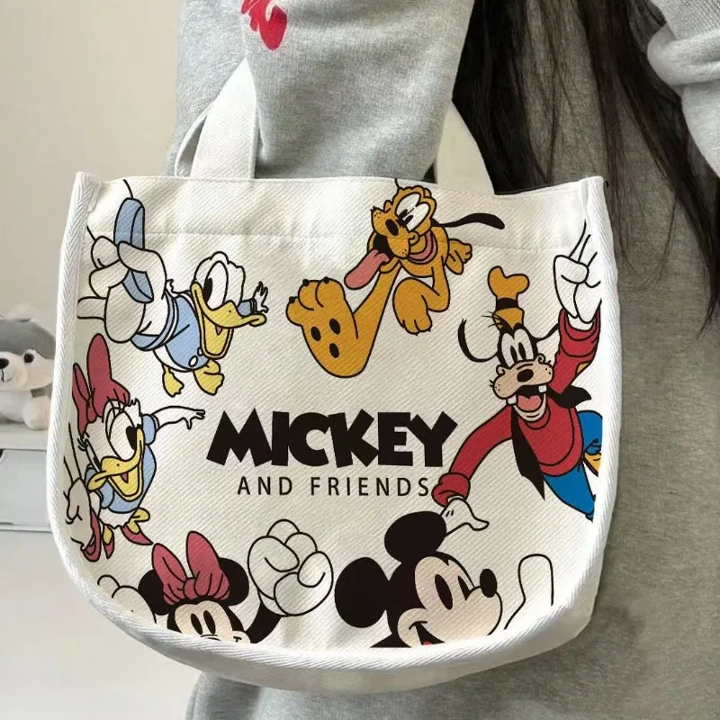 Mickey Mouse Shoulder Bag Minnie Cartoon Cute Character Canvas Fashion Daily Student Commuter Large Capacity Tote Bag Handbag - Image 3
