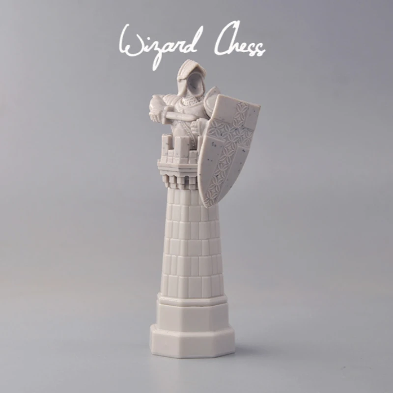 Bishops ราชินีกษัตริย์ rook Knight เบี้ยทหารของยามของกษัตริย์หมากรุกสีขาวสีดำยุคกลางประติมากรรมโมเดล