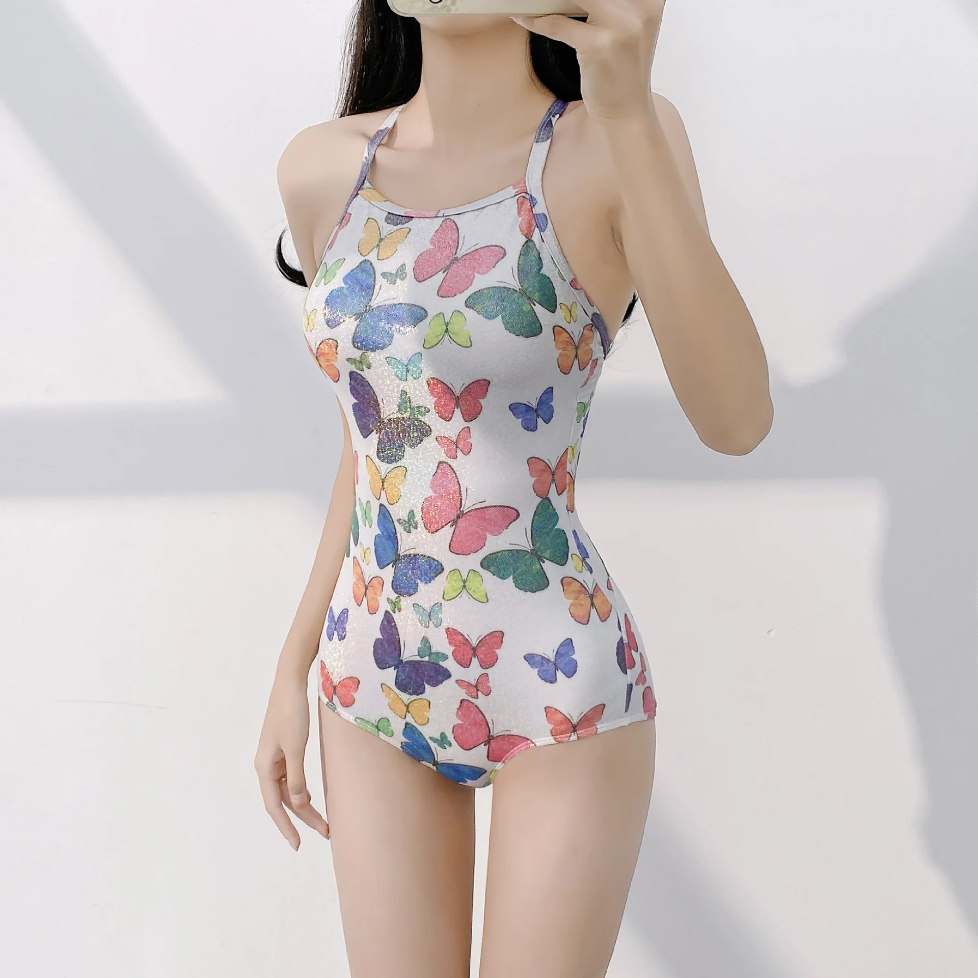 

2025 New Sexy Padded One Piece Swimsuit Butterfly Print Monokini Bandeau Swimwear Women Swim Bathing Swimming Suit Beach Wear