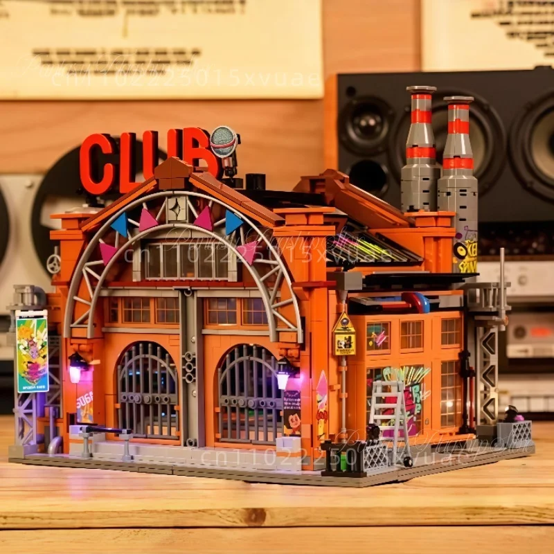 

Music Factory Building Blocks Livehouse Streetscape Model Assemble Puzzle Toys, Desktop Ornaments Collectibles Holiday Gifts
