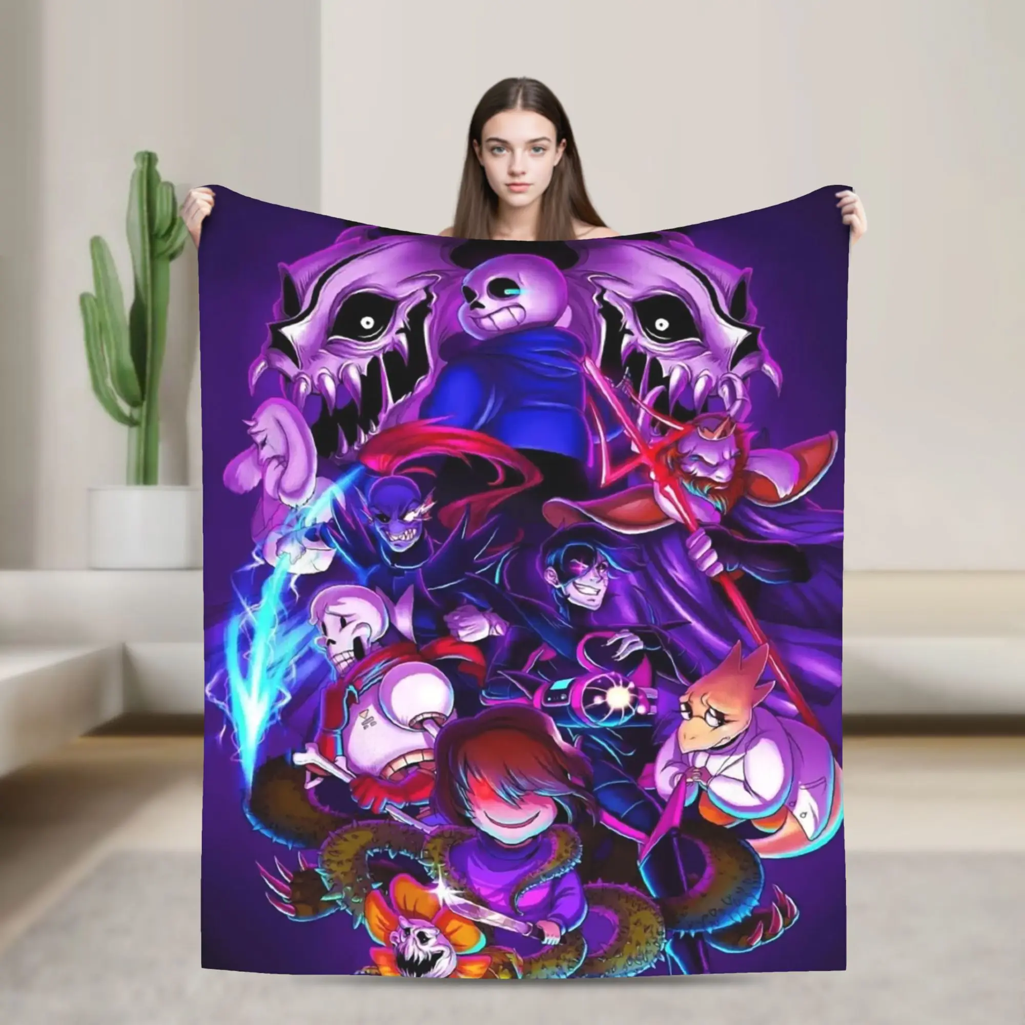 Undertales Sans Game Blanket Cover  Wool Throw Blankets Airplane Travel Portable Soft Warm Bedsprea,