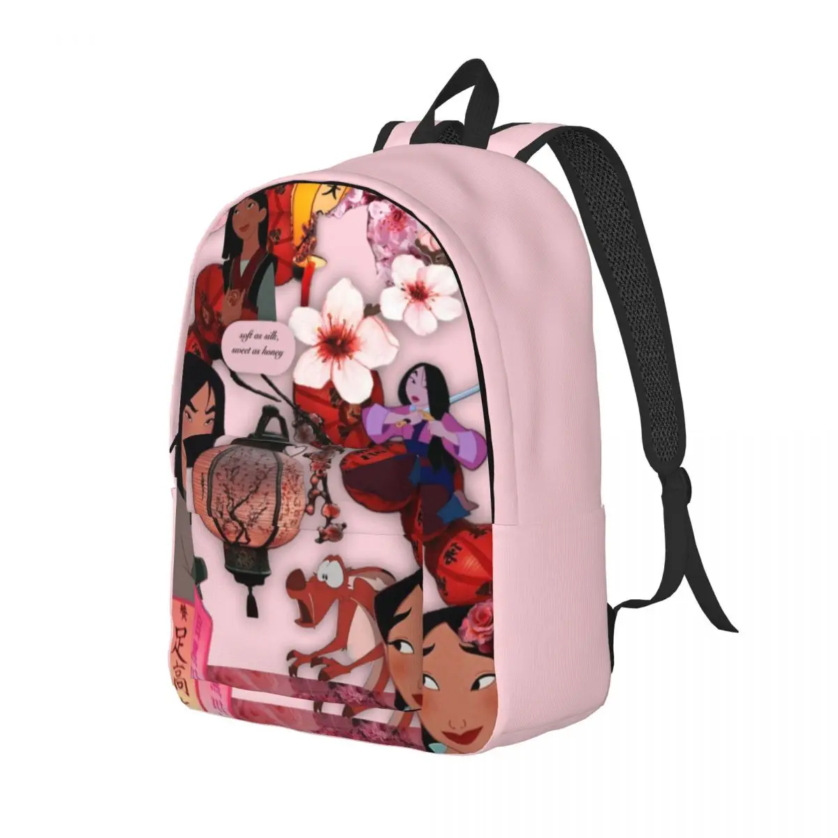 Custom Cartoon Mulan Princess Laptop Backpack Women Men Casual Bookbag for College School Students Bags