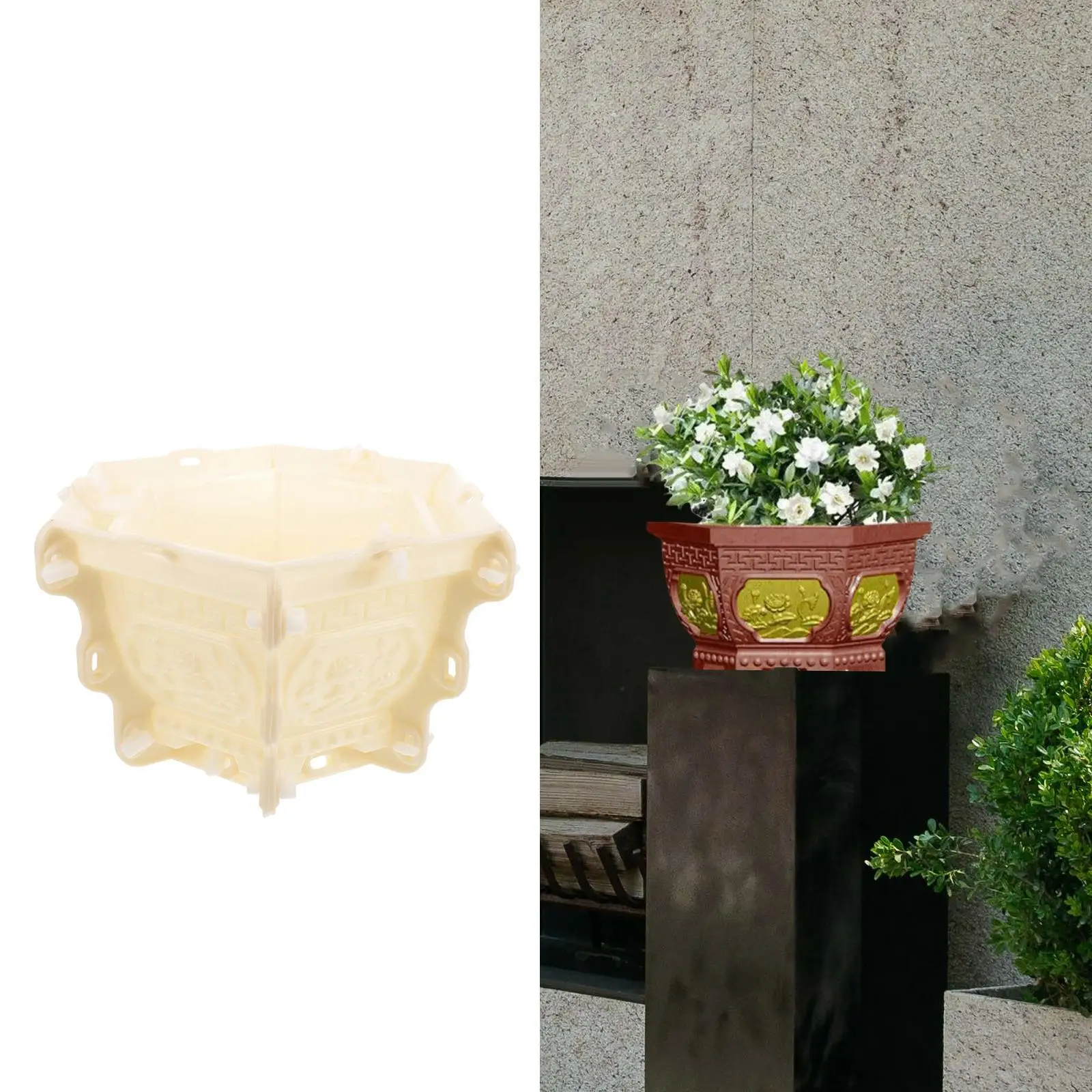 European Flowerpot Mould for DIY Craft Planting Pot Mould Tabletop DIY Vase Mould Plaster Decorative Hexagonal Flower Pot Mould