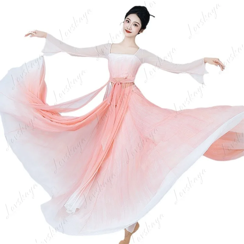 Trajes de danza clásica de verano, falda, ropa de gasa con rima corporal, ropa de práctica elegante de danza china, ropa de actuación