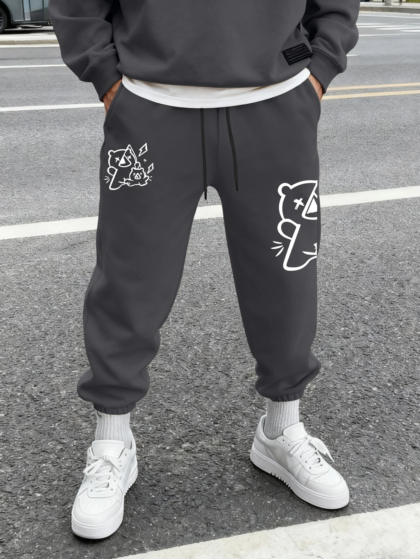 

Men's Y2K Cartoon X-Eye Bear Print Sweatpants Elastic Waist Soft Fabric Daily Gothic Street Hip Hop Joggers
