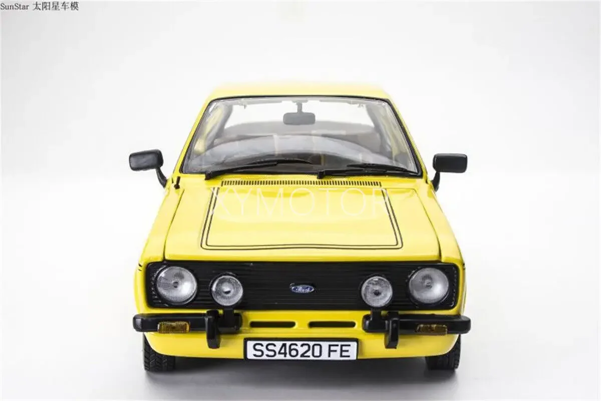 Sunstar 1/18 For Ford ESCORT 1600 MK2 SPORT Diecast Model Car Yellow Gift Collection Display Collection Ornaments