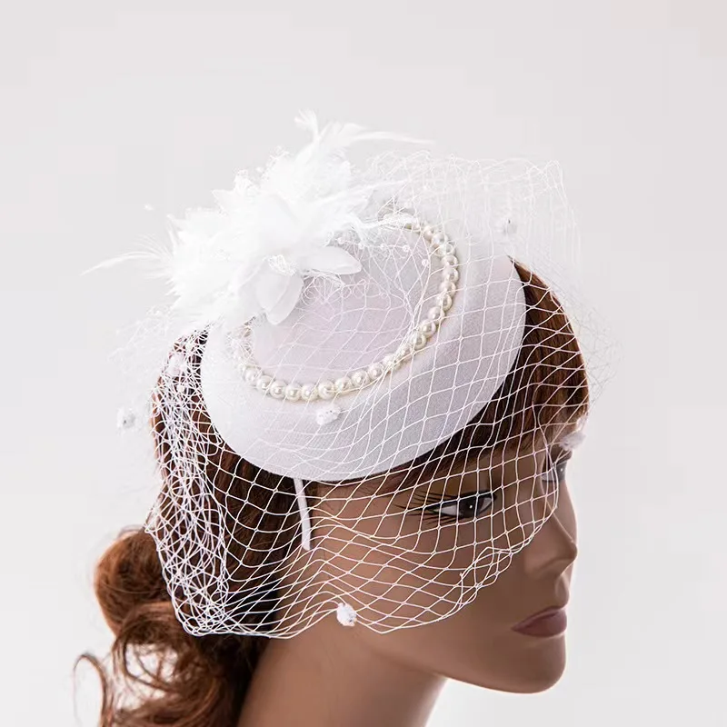 Fascinators For Women Elegant Charming Mesh Feather Headderss Cocktail Tea Party Hairbands Civil Wedding Hat Hair Accessories