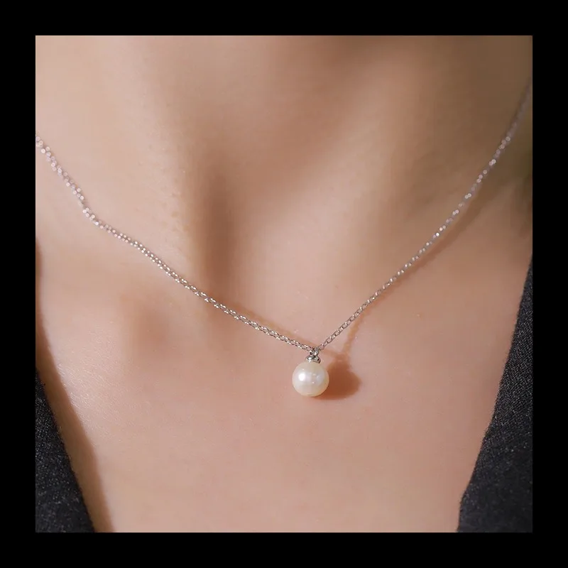 قلادة أنيقة وبسيطة من الفضة الإسترليني مرصعة بقلادة لؤلؤ المياه العذبة الطبيعية للنساء، سلسلة الترقوة الرائعة متعددة الاستخدامات Ne