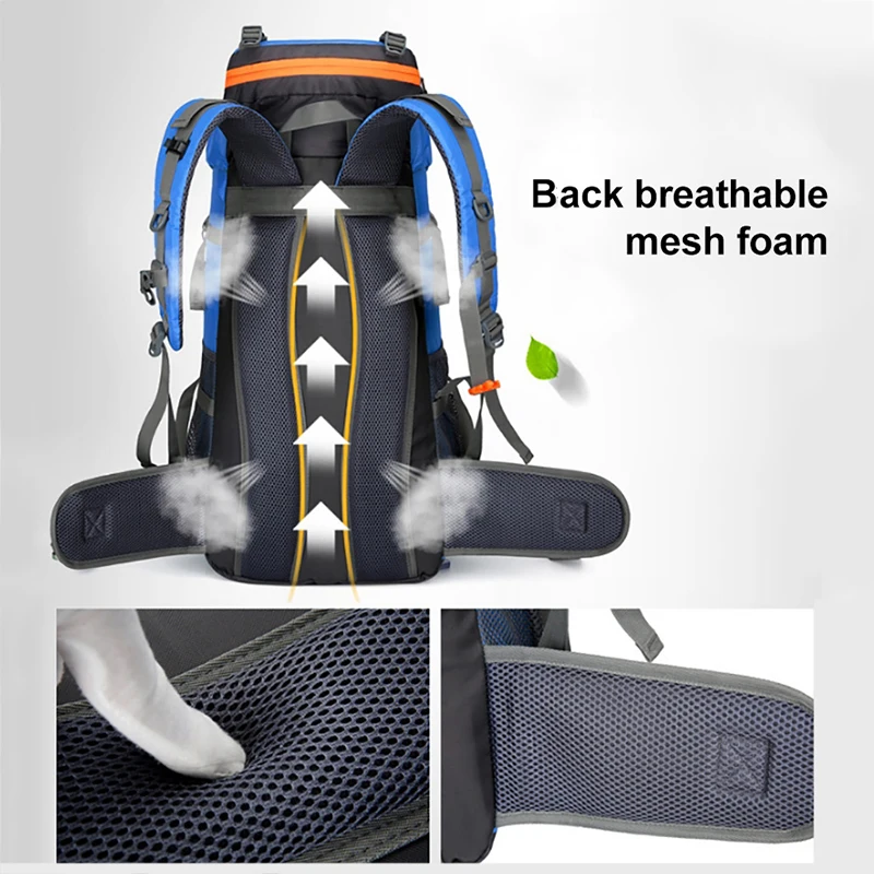 Imagem -03 - Mochila de Viagem de Acampamento Grande Mochila de Escalada Mochila de Armazenamento para Caminhadas Esportes de Montanhismo ao ar Livre