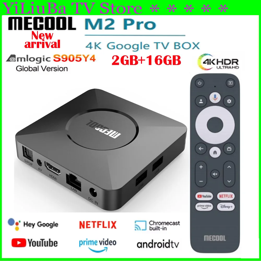 [Genuine] Newest Mecool M2 Pro Google TV Box Amlogic S905Y4 Netflix Google Certified ATV AV1 4K UHD 60pfs Practical Media Player