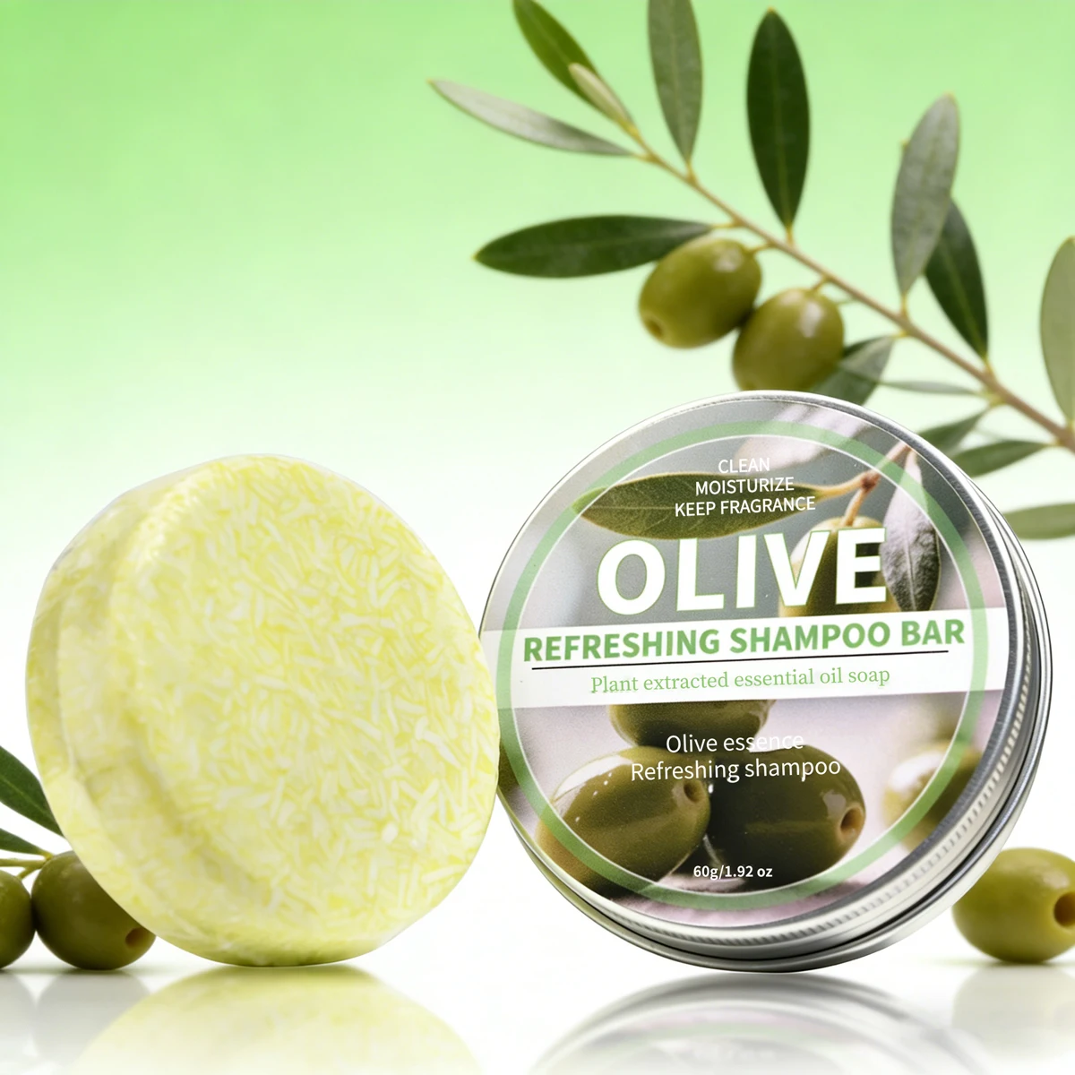 Olive Shampoo Bar, Olive Extract Essence Black and Soft Shampoo, Deep Cleaning Hand Soap, Olive Oil Soap