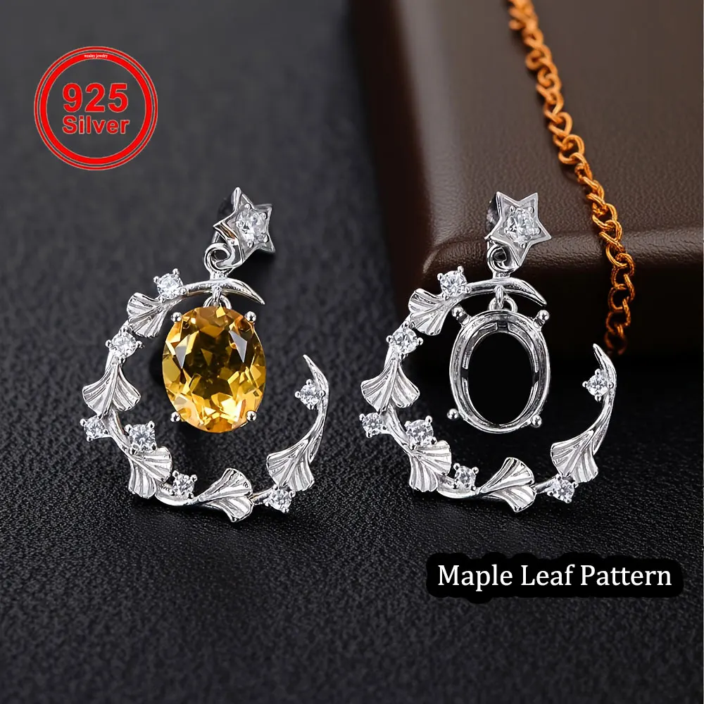 

Серебряная подвеска S925 для камней 6x8 мм-8x10 мм, дизайна листьев гинкго и звезд, элегантный стиль качелей, принадлежности для ювелирных изделий своими руками