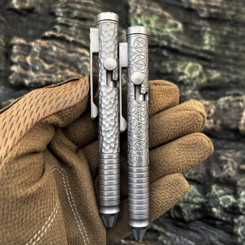 Pióro-roller ze stopu tytanu, mechaniczny slider do kart, fidget spinner EDC, zabawka sensoryczna do biura, redukująca stres.