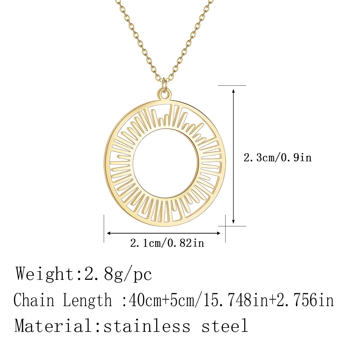 Kinitial Round Sun Pendant Necklace For Women Stainless Steel Minimalist Jewelry Sunshine Choker Necklace