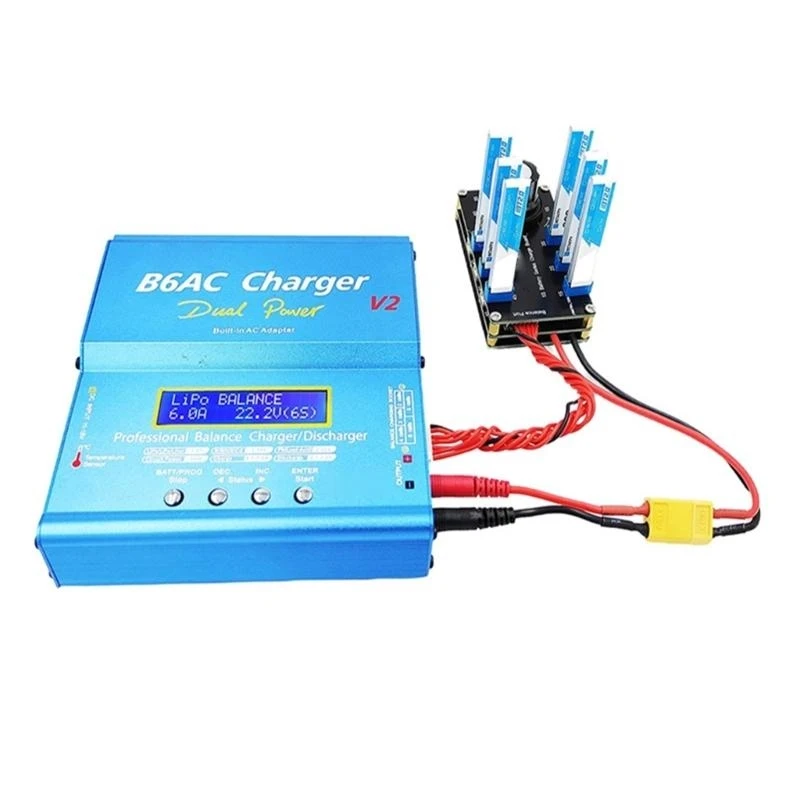 XT60 Input Balance Charging Board 1S Battery Adapter Plate 6 Port for PH2.0 BT2.0 GNB27 1S FPV Outdoor Activity