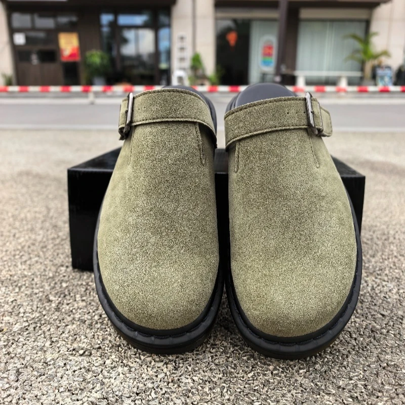 

Fashion Men's Slippers Classic Clogs Shoes Big Leather Casual Slippers Summer Half Slippers for Men Non Slip Beach Shoes