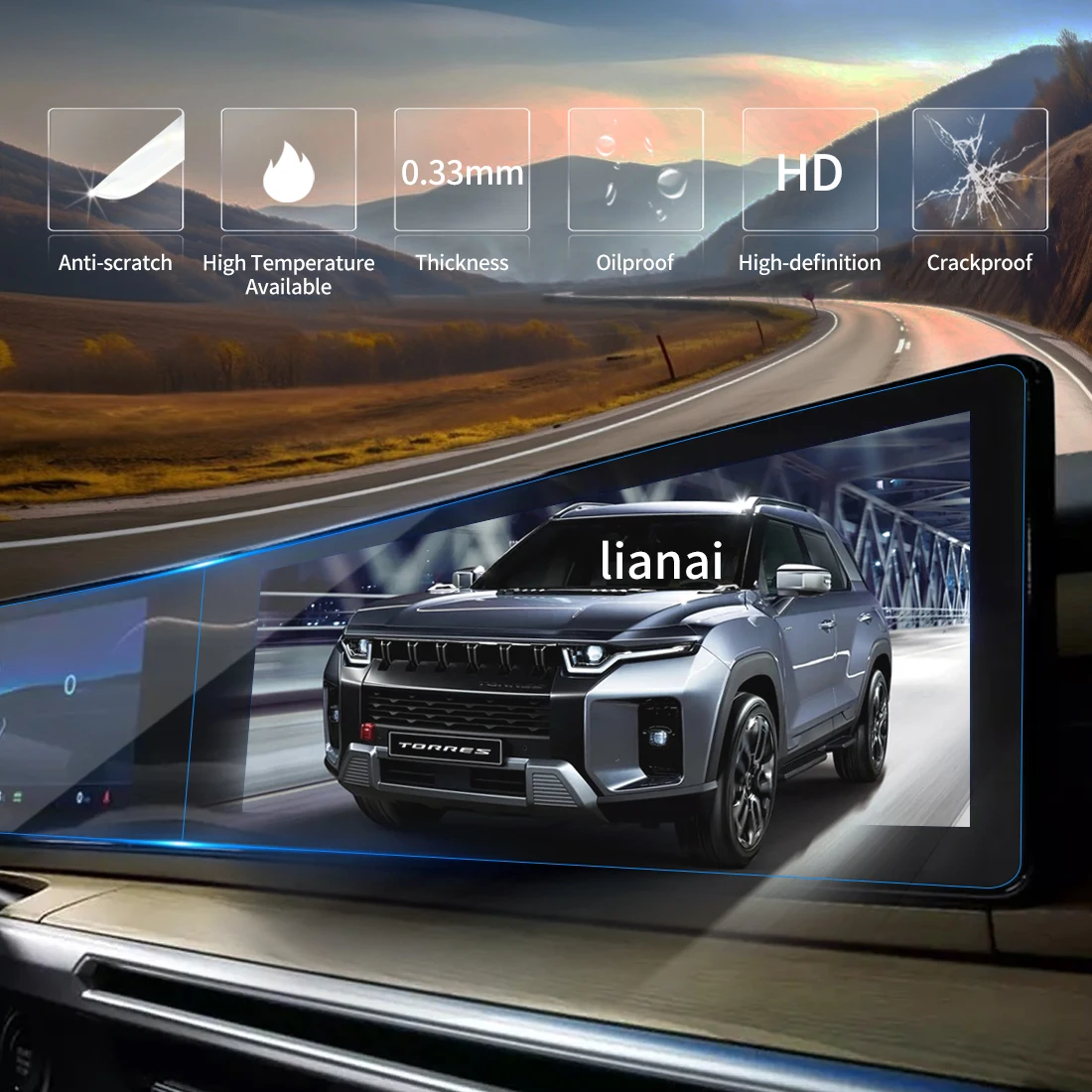 Screen Protector for 25 SSANG YONG Torres EVX Tempered Glass  Navigation Car Stickers Accessories Fingerprintresistant supplies