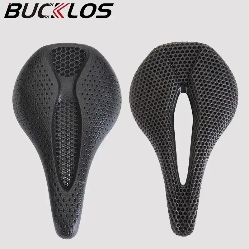 BUCKLOS 3D Printed Carbon Saddle MTB Road Bike Saddle Seat For Bicycle Hollow Light Weight Bike Seat Cushion Bike Accessories