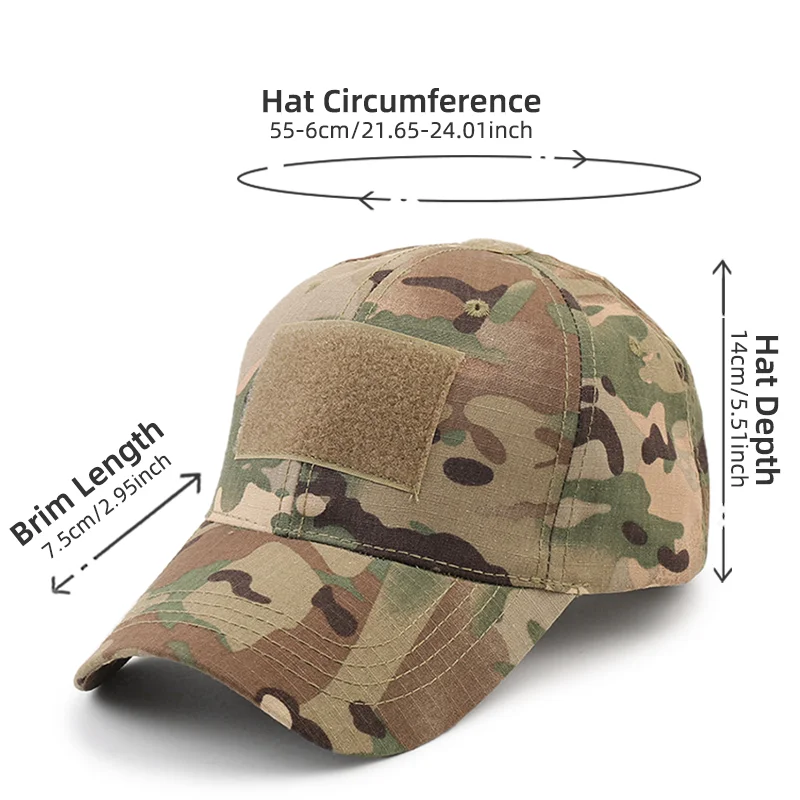 Tactical Cap Tactical Hat for Men with Military Patches Trucker Hat Adjustable Snapback Strap