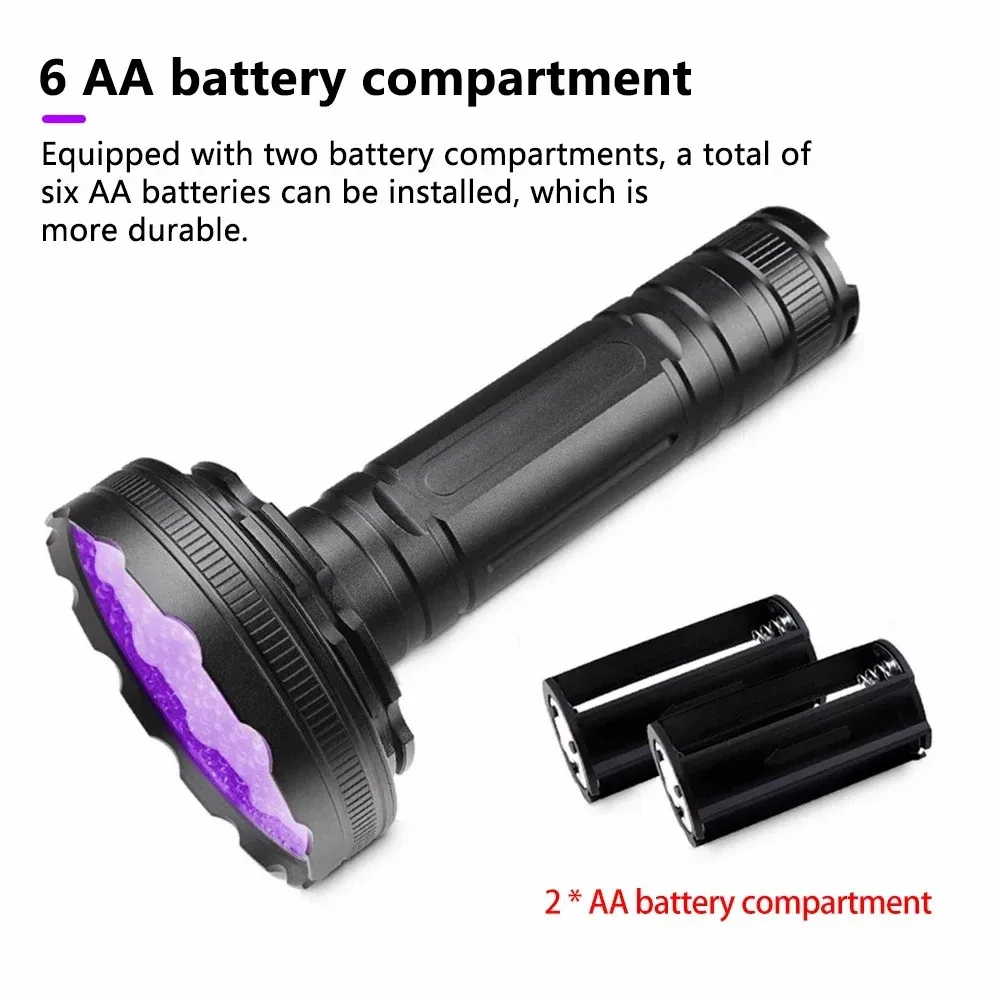 128LED 395nm UV Flashlight High Power Ultraviolet UV Torch Ore Pet Stains Invisible ink Scorpion Marker Fluorescent Purple Light