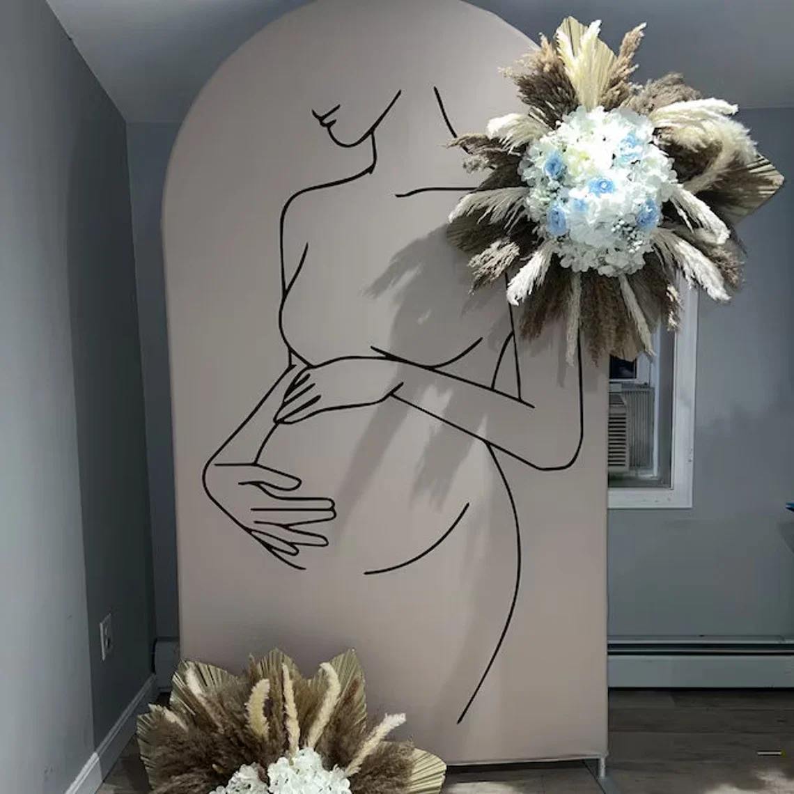 Mocsicka 2-сторонний чехол для арки, коричневый декоративный фон для беременной женщины, детский душ, арка, стена, детский день рождения, фотобаннер, реквизит