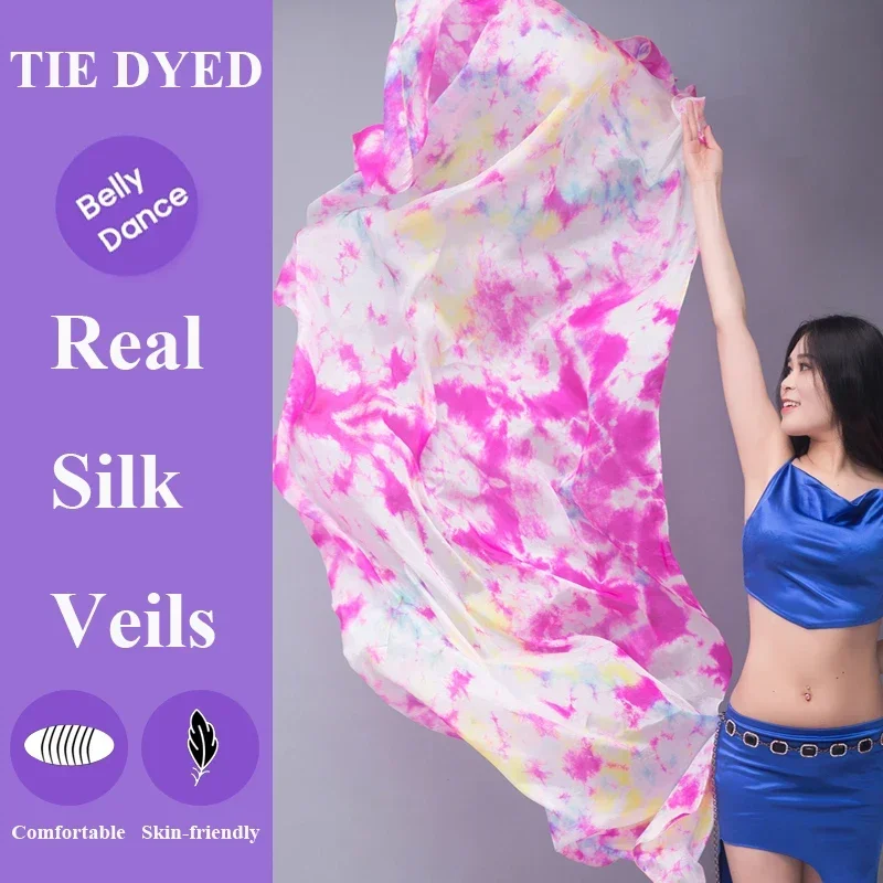Kleur Maat Aangepast Volwassen Dames Buikdans Zijden Sluier Tie Geverfd Zijde Kleurverloop Kinderen Buikdans Oefensluier