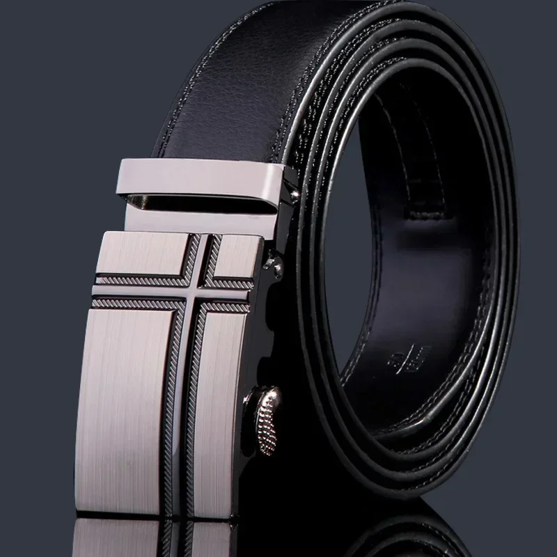 Ceinture en cuir de vachette véritable pour hommes, cuir de vachette de haute qualité, longueur 120cm, nouvelle épingle environnementale de luxe, structure automatique, mode professionnelle