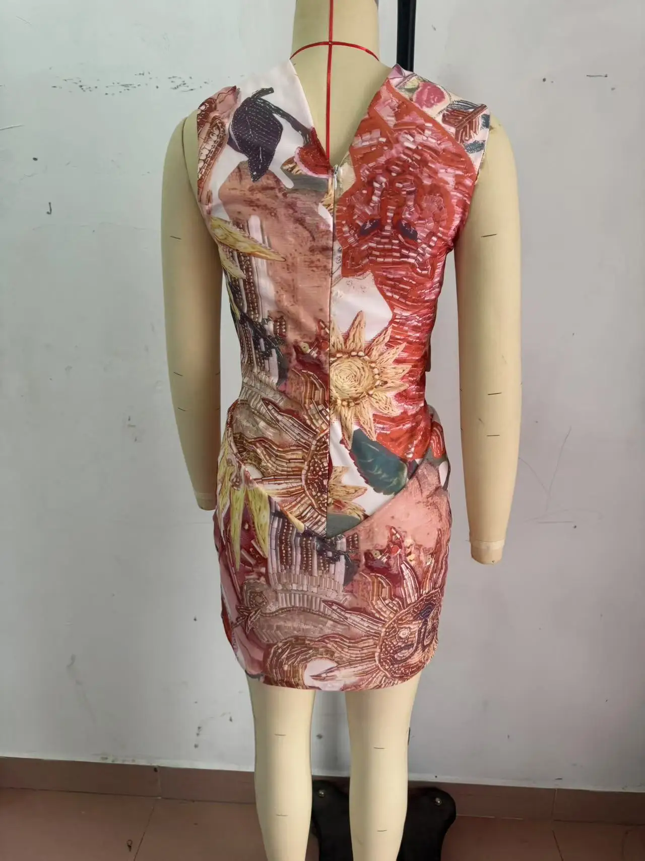 Mulheres primavera verão novo halter pescoço malha flor impresso vestido bodycon elástico fino estiramento casual férias mini vestido