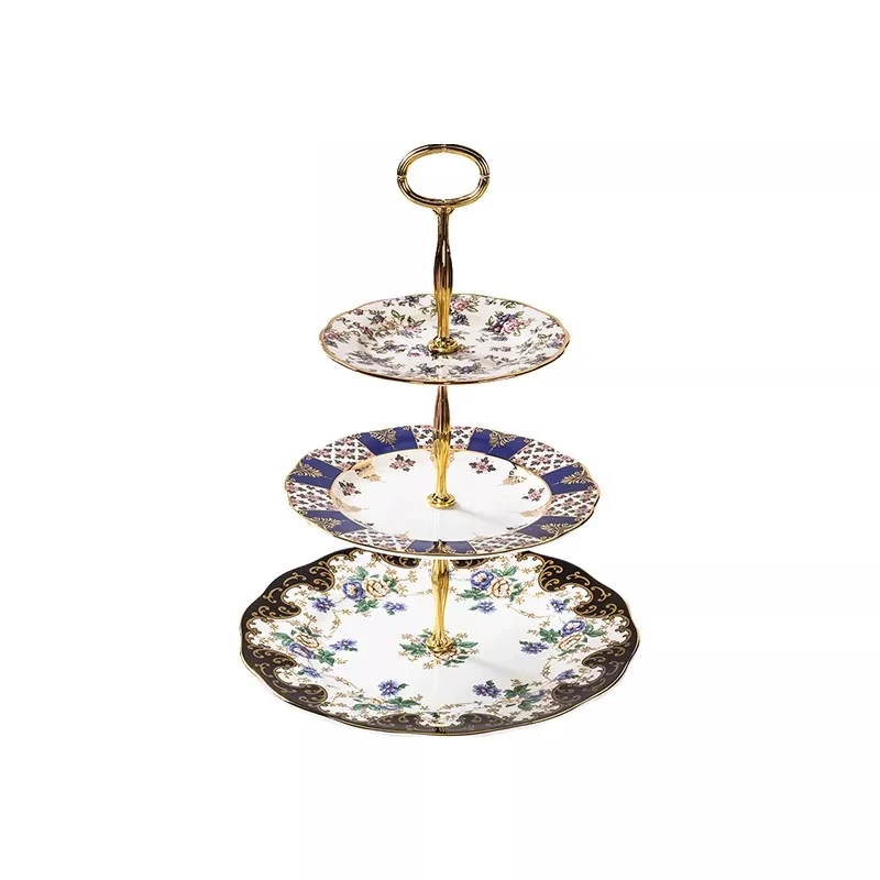 Centennial series bone china snack plate/cake rack three layers, European style