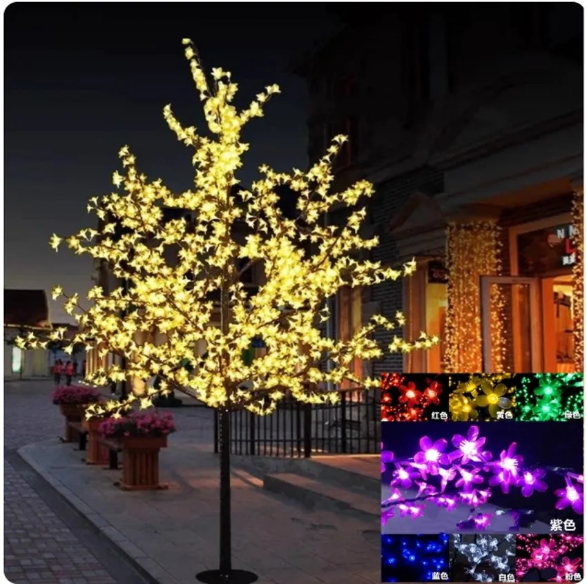 

LED Artificial Cherry Blossom Tree Light Christmas Light 1152pcs LED Bulbs 2m Height 110 220VAC Rainproof Outdoor Use