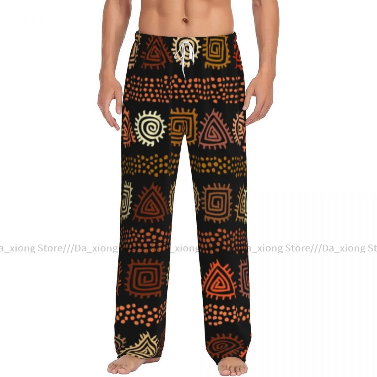 Men's Casual Pajama Sleeping Pants Ethnic Boho African Tribal Print Lounge Loose Trousers Comfortable Nightwear