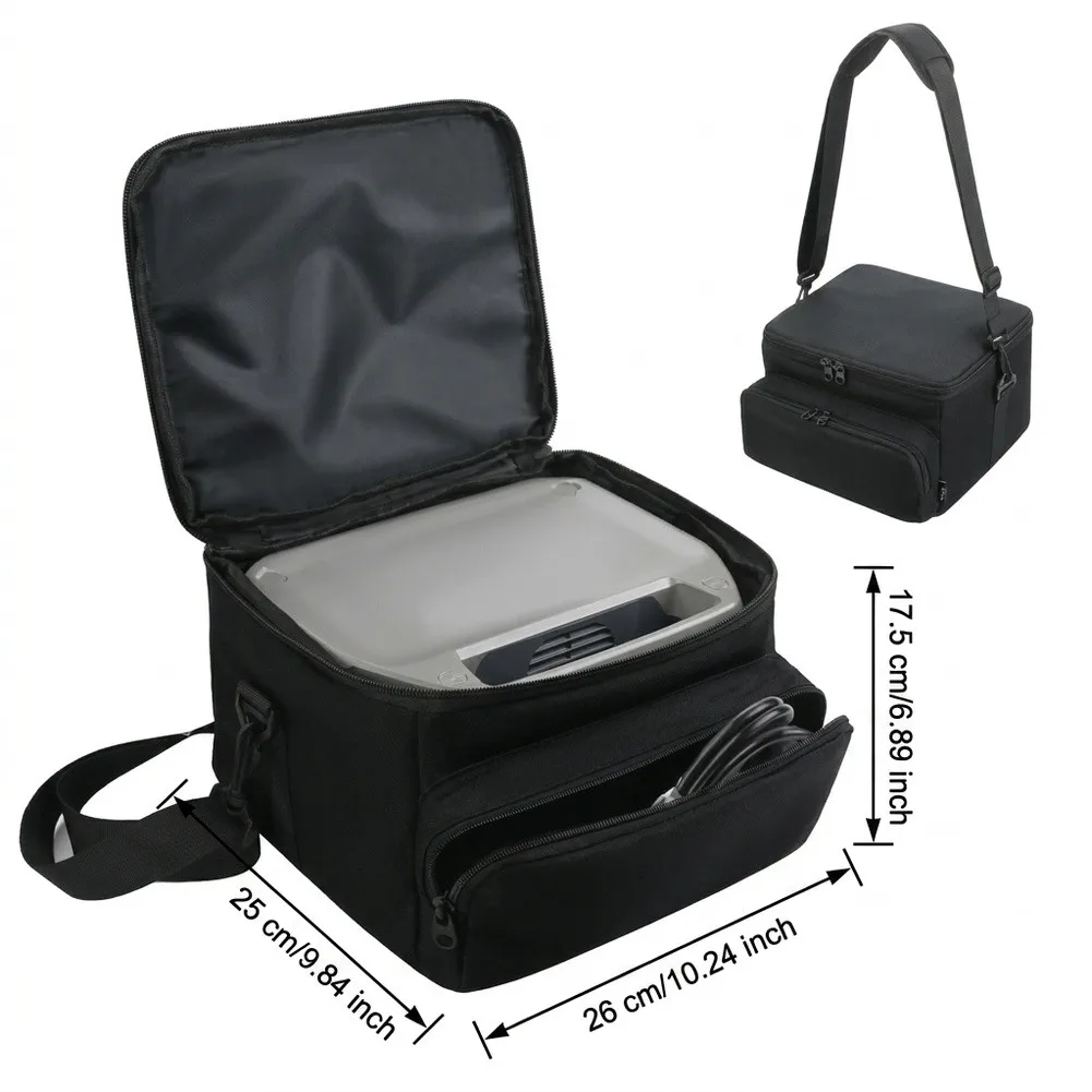 Black Nylon Carrying Bag for EcoFlow River 2 River 3 Portable For Power Stations with Dual Zippered Front Compartment