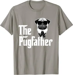 Funny Pug Owner The Pugfather Father Gift Dog Lovers Owner T-Shirt Fathers Day Gift Mens T Shirts Men Clothing Casual Cotton