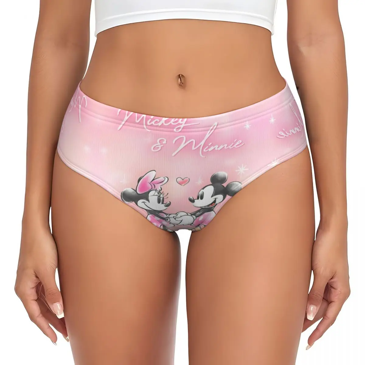 Custom Womens Cartoon Minnie Brief Panties Female Soft Comic Underwear Underpants