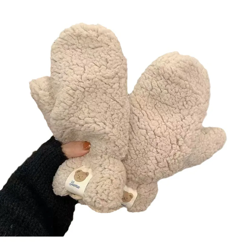 

New Fashion Women Faux Fur Mittens Plush Thicken Warm Halter Winter Baby Gloves for Girls Boy Korean Ladies Snow Gloves Outdoor