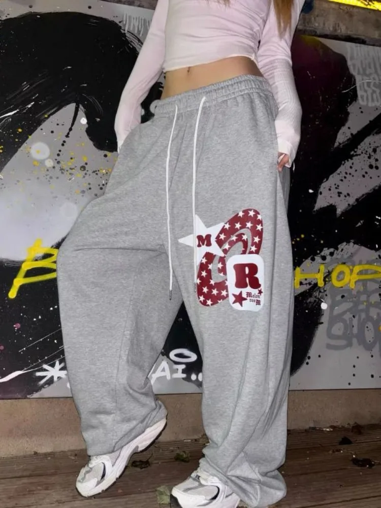 Houzhou y2k vintage baggy joggings sweatpants mulher de grandes dimensões harajuku streetwear calças moda coreana hip hop outono