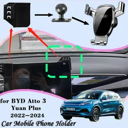 Car Mount for BYD Atto 3 2023 Yuan Plus 2022 2024 Air Vent Auto Mobile Phone Holder Cellphone Bracket Gravity Stand Accessories