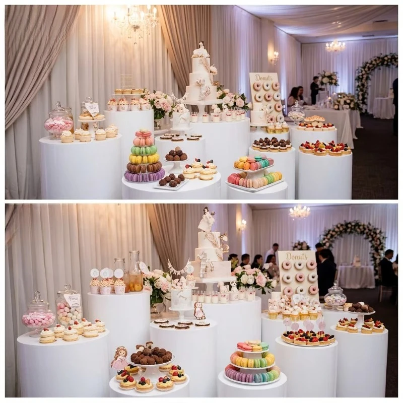 New Wedding Party Decoration Background Dessert Cake Table Silver Metal Gold Cylinder Base Set Removable Base