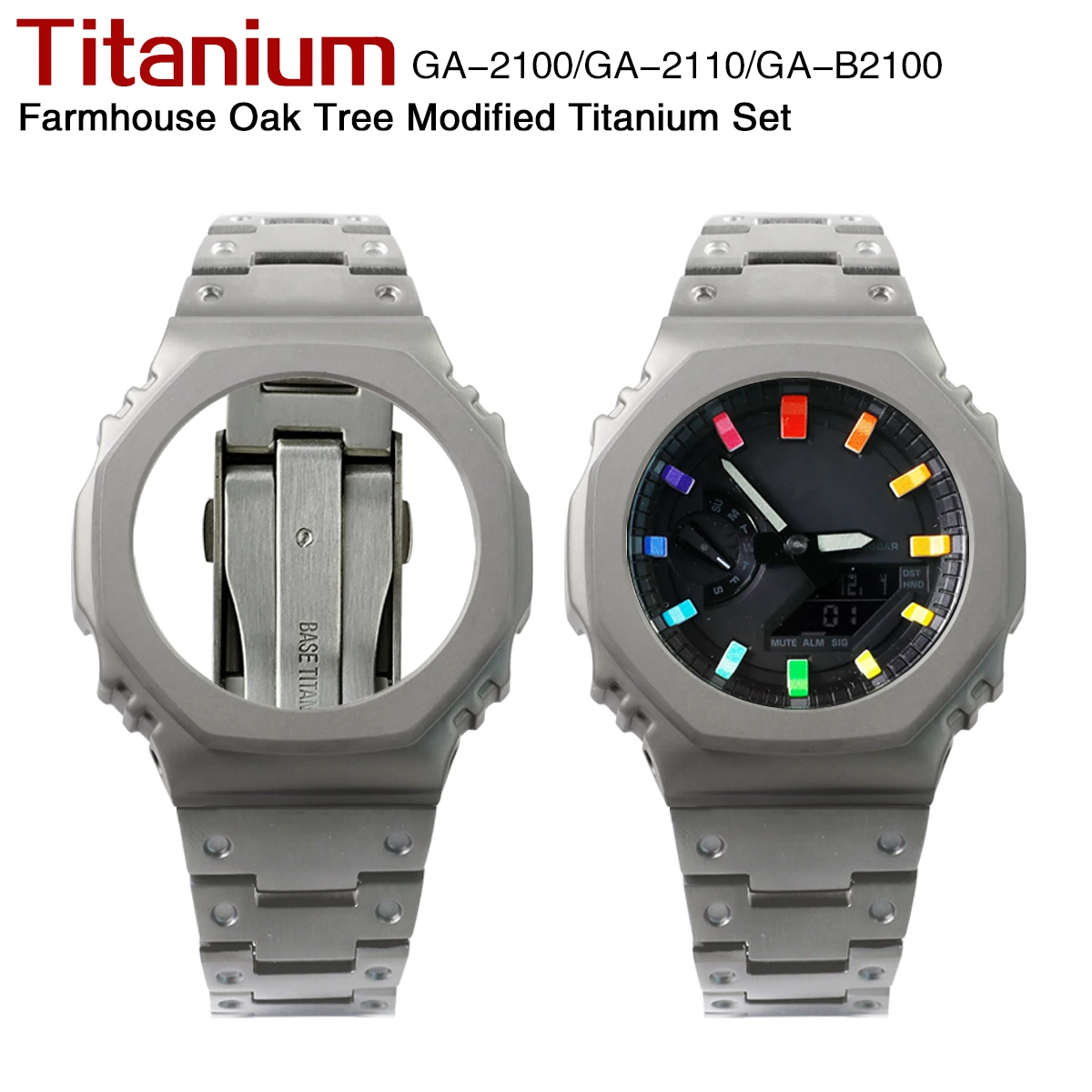 Gen. 1 GA2100 Mod Kit Titanium Watch Case Quick Release Bracelet Compatible with GA-2110 GA-B2100 Watch Part Replacement