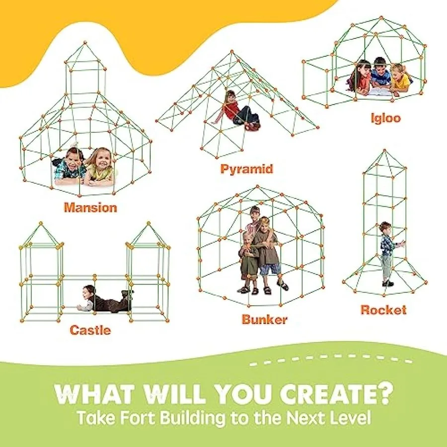 Tiny Land Fort Kit de construction Fort créatif intérieur extérieur pour 56 7 8 ans garçons et filles jouets de construction STEM avec stockage Ba
