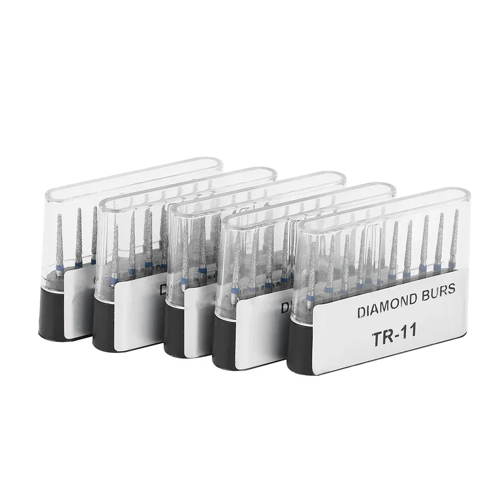 50Pcs Dental Mixed Series Diamond Burs Drill Dentistry High Speed Handpiece Handle Dentist Polishing No Weld Joint Accessories