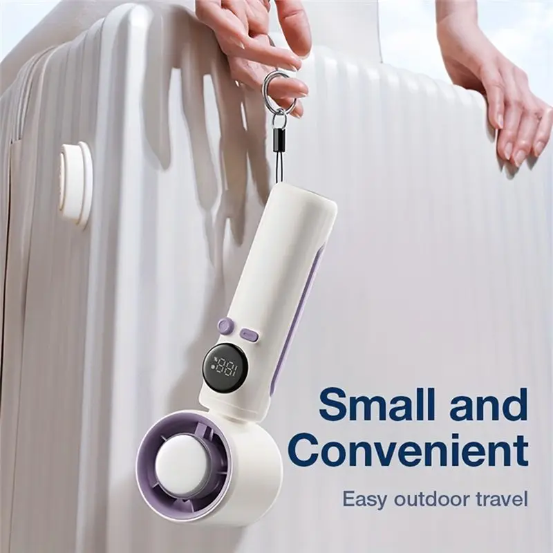 Rechargeable Handheld Fan Digital Fan With LED Digital Display Fan USB Rechargeable Fan Purple.-A77G