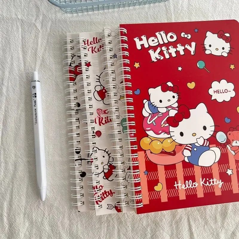 Three Liou Coil Notebook Hello Kitty Spiral Book 4/Set A5 Diary Sketching Book School Supplies Stationery Scribed Diary