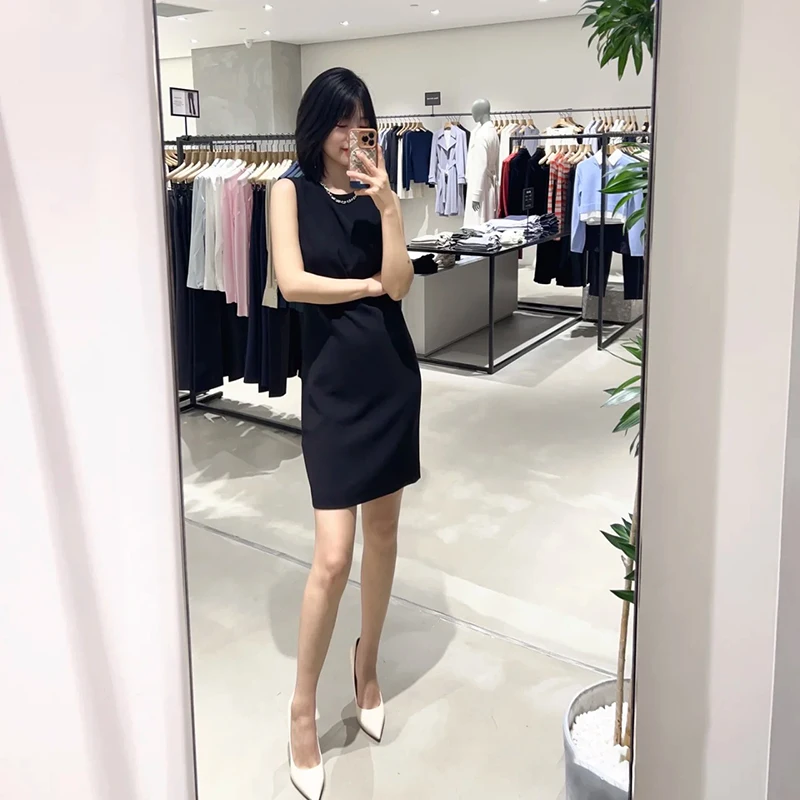 

Yueyunge Pure Original OL Must Have Well Managed Fine Wool Simple Waist Cinched round Ne Svel Dr