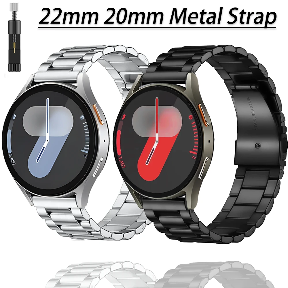22mm20mm Metal Strap for Samsung Galaxy Watch 7/6/5/4 Classic Huawei Watch GT5/4/Pro Bracelet Belt Amazfit Active 2/Bip 6 5 Band