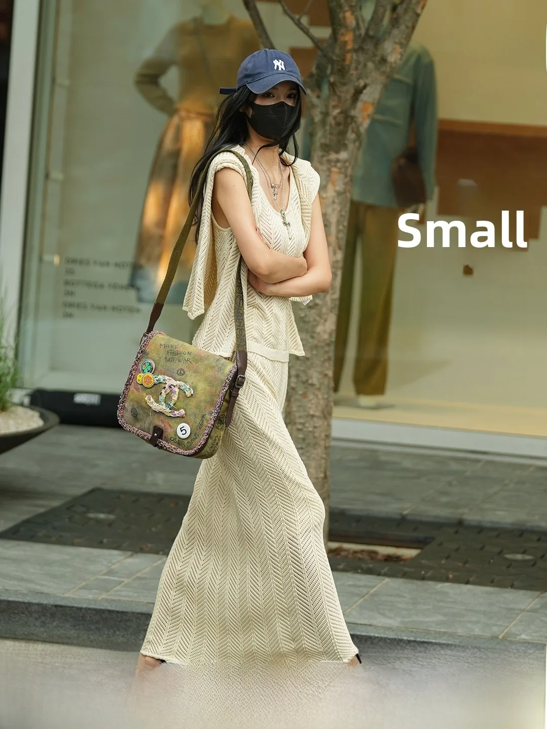 

Luna7xi Women's Spring Long Sleeve round Neck Loose Feel Three-Piece Set with Strap Vest And Skirt Fashionable Ensemble