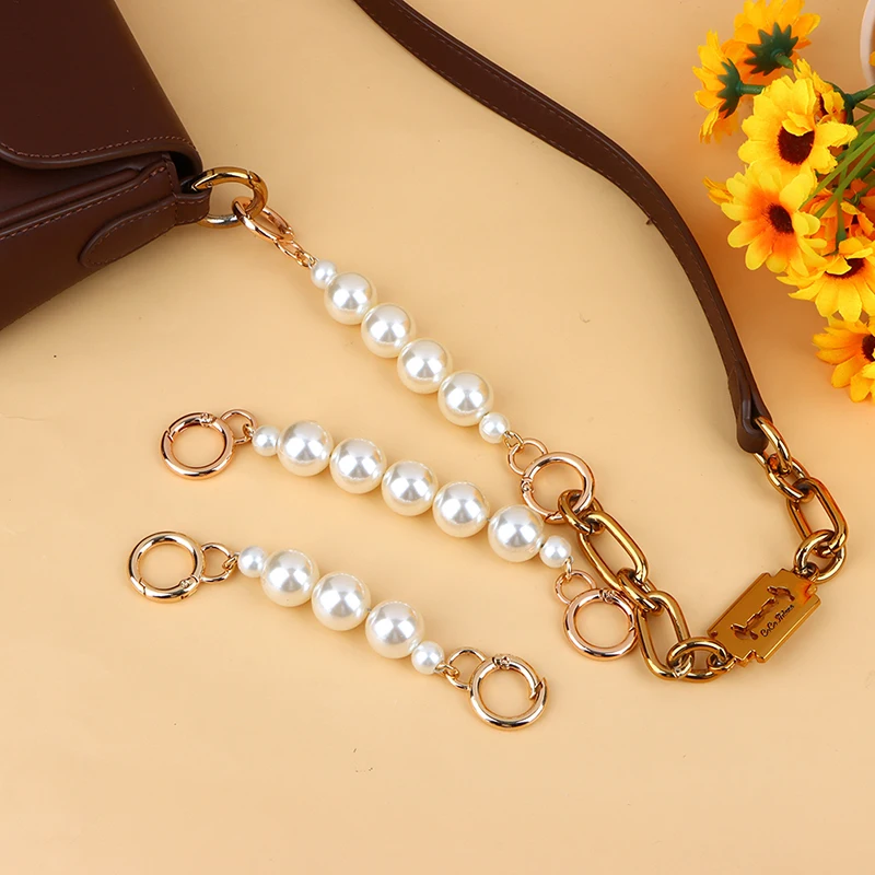 Pearl Bag Chain Strap Extender Bag Hanging Chain Pearl Decorative Chain Girls Bag Accessories Handbag Chain Shoulder Bag Chain