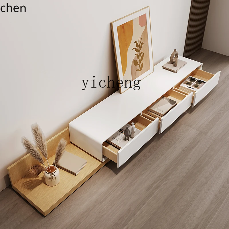 DSA telescopic TV cabinet living room coffee table combination modern simple small apartment floor minimalist TV cabinet